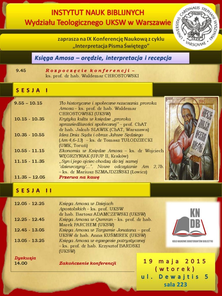 Program Konferencji "Księga Amosa"