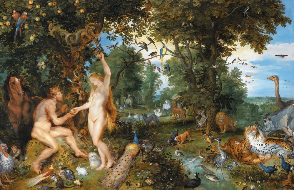 Upadek Adama i Ewy, Jan Breughel, Peter Paul Rubens (1615). Źródło: Domena publiczna, Wikimedia Commons
